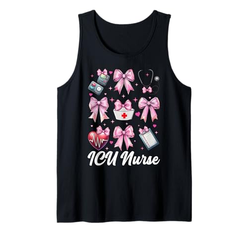 ICU Krankenschwester Herzkrankenschwester VICU CICU Kardiologie Mädchen Mama Tank Top ICU Krankenschwester Herzkrankenschwester VICU CICU Kardiologie Mädchen Mama Tank Top von Womens Coquette Bow Cardiac Nurse Cardiology Gifts