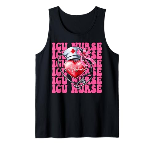 ICU Krankenschwester Herzkrankenschwester VICU CICU Kardiologie Mädchen Mama Tank Top ICU Krankenschwester Herzkrankenschwester VICU CICU Kardiologie Mädchen Mama Tank Top von Womens Coquette Bow Cardiac Nurse Cardiology Gifts