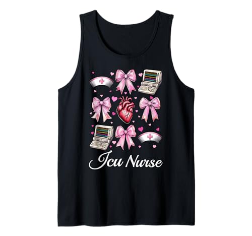 ICU Krankenschwester Herzkrankenschwester VICU CICU Kardiologie Mädchen Mama Tank Top ICU Krankenschwester Herzkrankenschwester VICU CICU Kardiologie Mädchen Mama Tank Top von Womens Coquette Bow Cardiac Nurse Cardiology Gifts