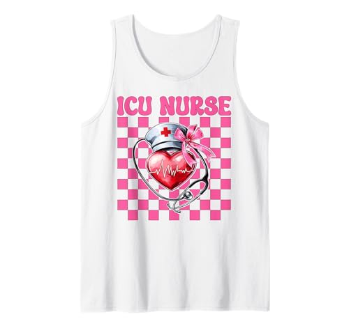 ICU Krankenschwester Herzkrankenschwester VICU CICU Kardiologie Mädchen Mama Tank Top von Womens Coquette Bow Cardiac Nurse Cardiology Gifts