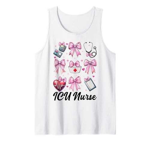 ICU Krankenschwester Herzkrankenschwester VICU CICU Kardiologie Mädchen Mama Tank Top ICU Krankenschwester Herzkrankenschwester VICU CICU Kardiologie Mädchen Mama Tank Top von Womens Coquette Bow Cardiac Nurse Cardiology Gifts