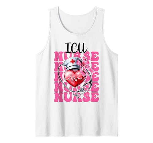 ICU Krankenschwester Herzkrankenschwester VICU CICU Kardiologie Mädchen Mama Tank Top von Womens Coquette Bow Cardiac Nurse Cardiology Gifts