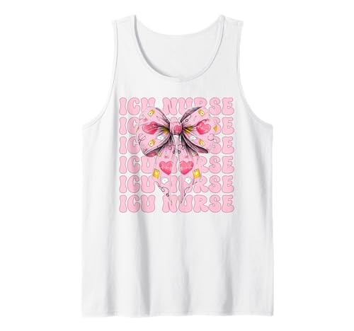 ICU Krankenschwester Herzkrankenschwester VICU CICU Kardiologie Mädchen Mama Tank Top ICU Krankenschwester Herzkrankenschwester VICU CICU Kardiologie Mädchen Mama Tank Top von Womens Coquette Bow Cardiac Nurse Cardiology Gifts