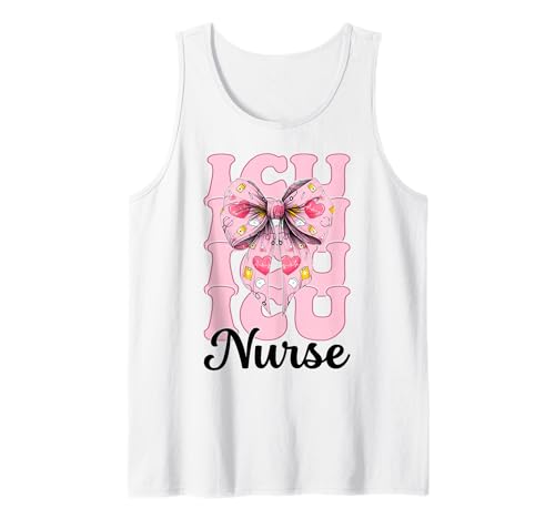 ICU Krankenschwester Herzkrankenschwester VICU CICU Kardiologie Mädchen Mama Tank Top von Womens Coquette Bow Cardiac Nurse Cardiology Gifts