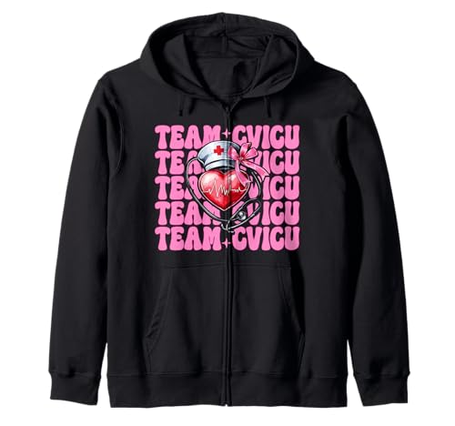 Team CVICU Herzkrankenschwester VICU ICU CICU Kardiologie Mädchen Mama Kapuzenjacke von Womens Coquette Bow Cardiac Nurse Cardiology Gifts