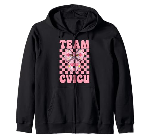 Team CVICU Herzkrankenschwester VICU ICU CICU Kardiologie Mädchen Mama Kapuzenjacke von Womens Coquette Bow Cardiac Nurse Cardiology Gifts