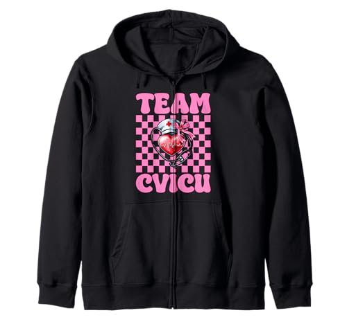 Team CVICU Herzkrankenschwester VICU ICU CICU Kardiologie Mädchen Mama Kapuzenjacke von Womens Coquette Bow Cardiac Nurse Cardiology Gifts