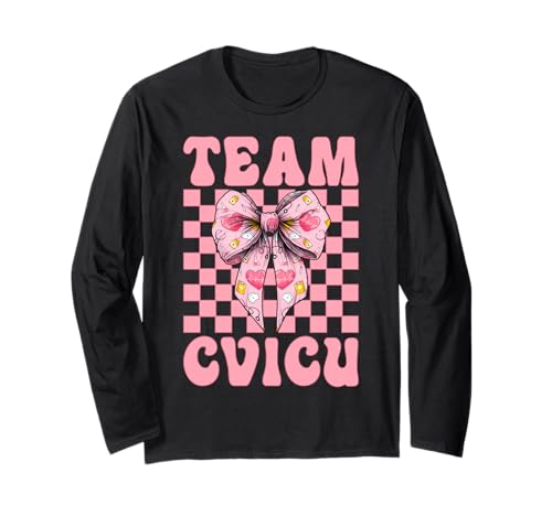 Team CVICU Herzkrankenschwester VICU ICU CICU Kardiologie Mädchen Mama Langarmshirt Team CVICU Herzkrankenschwester VICU ICU CICU Kardiologie Mädchen Mama Langarmshirt von Womens Coquette Bow Cardiac Nurse Cardiology Gifts