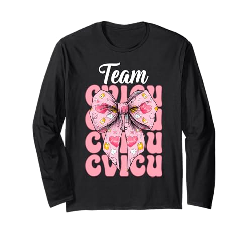 Team CVICU Herzkrankenschwester VICU ICU CICU Kardiologie Mädchen Mama Langarmshirt Team CVICU Herzkrankenschwester VICU ICU CICU Kardiologie Mädchen Mama Langarmshirt von Womens Coquette Bow Cardiac Nurse Cardiology Gifts