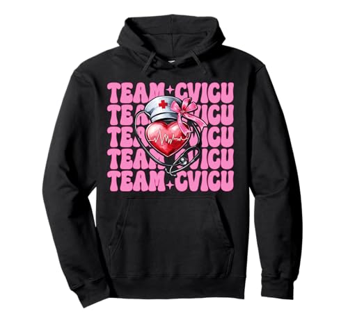 Team CVICU Herzkrankenschwester VICU ICU CICU Kardiologie Mädchen Mama Pullover Hoodie Team CVICU Herzkrankenschwester VICU ICU CICU Kardiologie Mädchen Mama Pullover Hoodie von Womens Coquette Bow Cardiac Nurse Cardiology Gifts