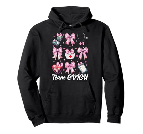 Team CVICU Herzkrankenschwester VICU ICU CICU Kardiologie Mädchen Mama Pullover Hoodie Team CVICU Herzkrankenschwester VICU ICU CICU Kardiologie Mädchen Mama Pullover Hoodie von Womens Coquette Bow Cardiac Nurse Cardiology Gifts