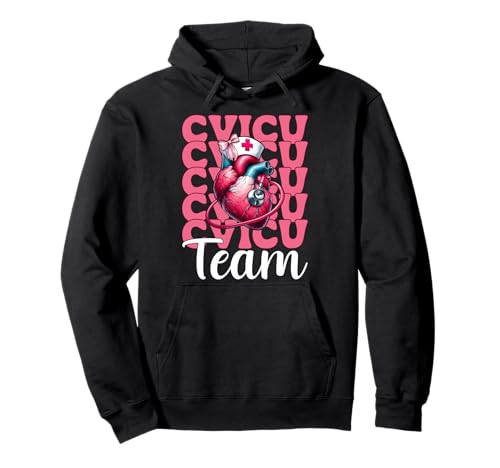 Team CVICU Herzkrankenschwester VICU ICU CICU Kardiologie Mädchen Mama Pullover Hoodie Team CVICU Herzkrankenschwester VICU ICU CICU Kardiologie Mädchen Mama Pullover Hoodie von Womens Coquette Bow Cardiac Nurse Cardiology Gifts