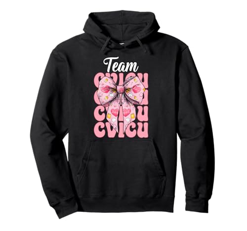Team CVICU Herzkrankenschwester VICU ICU CICU Kardiologie Mädchen Mama Pullover Hoodie Team CVICU Herzkrankenschwester VICU ICU CICU Kardiologie Mädchen Mama Pullover Hoodie von Womens Coquette Bow Cardiac Nurse Cardiology Gifts