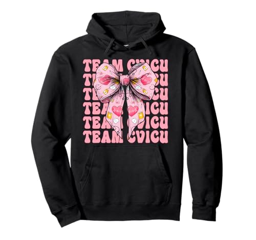 Team CVICU Herzkrankenschwester VICU ICU CICU Kardiologie Mädchen Mama Pullover Hoodie von Womens Coquette Bow Cardiac Nurse Cardiology Gifts