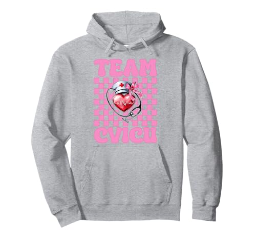 Team CVICU Herzkrankenschwester VICU ICU CICU Kardiologie Mädchen Mama Pullover Hoodie Team CVICU Herzkrankenschwester VICU ICU CICU Kardiologie Mädchen Mama Pullover Hoodie von Womens Coquette Bow Cardiac Nurse Cardiology Gifts