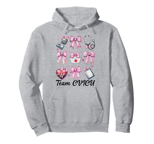 Team CVICU Herzkrankenschwester VICU ICU CICU Kardiologie Mädchen Mama Pullover Hoodie Team CVICU Herzkrankenschwester VICU ICU CICU Kardiologie Mädchen Mama Pullover Hoodie von Womens Coquette Bow Cardiac Nurse Cardiology Gifts