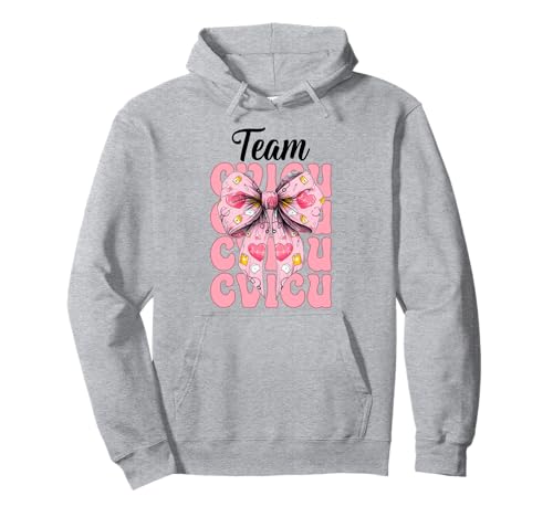 Team CVICU Herzkrankenschwester VICU ICU CICU Kardiologie Mädchen Mama Pullover Hoodie von Womens Coquette Bow Cardiac Nurse Cardiology Gifts