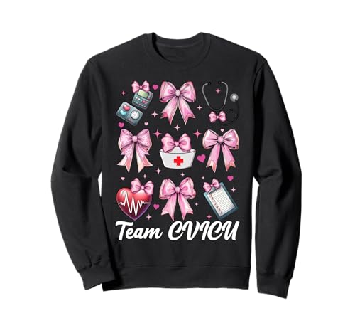 Team CVICU Herzkrankenschwester VICU ICU CICU Kardiologie Mädchen Mama Sweatshirt Team CVICU Herzkrankenschwester VICU ICU CICU Kardiologie Mädchen Mama Sweatshirt von Womens Coquette Bow Cardiac Nurse Cardiology Gifts