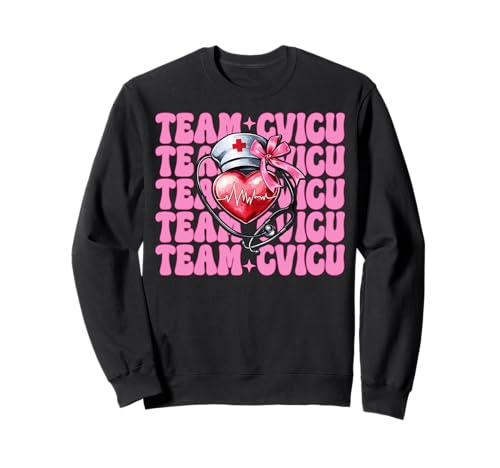 Team CVICU Herzkrankenschwester VICU ICU CICU Kardiologie Mädchen Mama Sweatshirt Team CVICU Herzkrankenschwester VICU ICU CICU Kardiologie Mädchen Mama Sweatshirt von Womens Coquette Bow Cardiac Nurse Cardiology Gifts