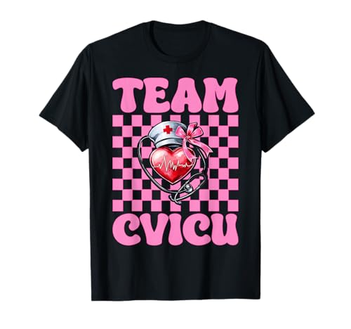 Team CVICU Herzkrankenschwester VICU ICU CICU Kardiologie Mädchen Mama T-Shirt Team CVICU Herzkrankenschwester VICU ICU CICU Kardiologie Mädchen Mama T-Shirt von Womens Coquette Bow Cardiac Nurse Cardiology Gifts