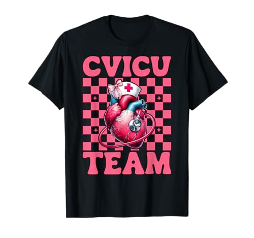 Team CVICU Herzkrankenschwester VICU ICU CICU Kardiologie Mädchen Mama T-Shirt Team CVICU Herzkrankenschwester VICU ICU CICU Kardiologie Mädchen Mama T-Shirt von Womens Coquette Bow Cardiac Nurse Cardiology Gifts