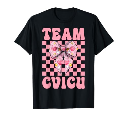 Team CVICU Herzkrankenschwester VICU ICU CICU Kardiologie Mädchen Mama T-Shirt Team CVICU Herzkrankenschwester VICU ICU CICU Kardiologie Mädchen Mama T-Shirt von Womens Coquette Bow Cardiac Nurse Cardiology Gifts