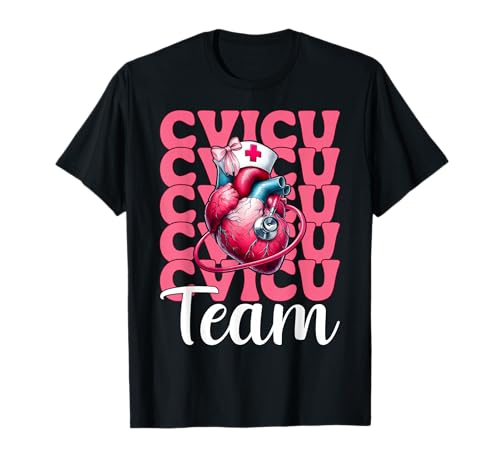 Team CVICU Herzkrankenschwester VICU ICU CICU Kardiologie Mädchen Mama T-Shirt Team CVICU Herzkrankenschwester VICU ICU CICU Kardiologie Mädchen Mama T-Shirt von Womens Coquette Bow Cardiac Nurse Cardiology Gifts