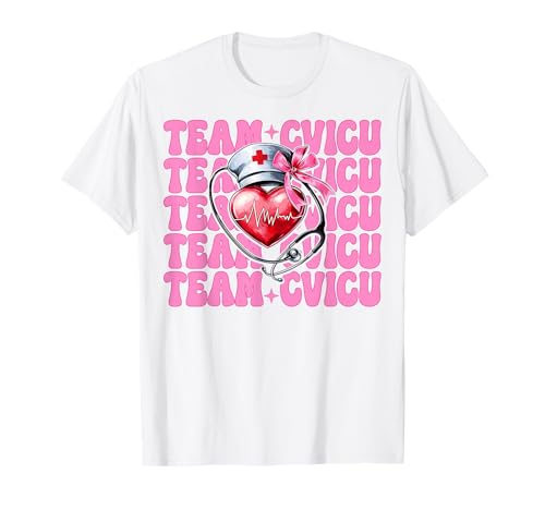 Team CVICU Herzkrankenschwester VICU ICU CICU Kardiologie Mädchen Mama T-Shirt Team CVICU Herzkrankenschwester VICU ICU CICU Kardiologie Mädchen Mama T-Shirt von Womens Coquette Bow Cardiac Nurse Cardiology Gifts