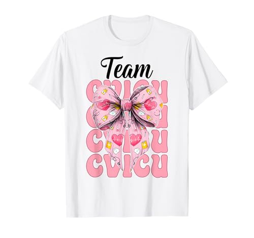 Team CVICU Herzkrankenschwester VICU ICU CICU Kardiologie Mädchen Mama T-Shirt Team CVICU Herzkrankenschwester VICU ICU CICU Kardiologie Mädchen Mama T-Shirt von Womens Coquette Bow Cardiac Nurse Cardiology Gifts