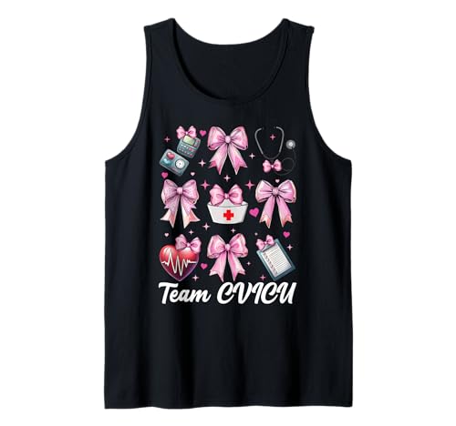 Team CVICU Herzkrankenschwester VICU ICU CICU Kardiologie Mädchen Mama Tank Top Team CVICU Herzkrankenschwester VICU ICU CICU Kardiologie Mädchen Mama Tank Top von Womens Coquette Bow Cardiac Nurse Cardiology Gifts
