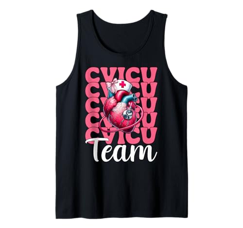 Team CVICU Herzkrankenschwester VICU ICU CICU Kardiologie Mädchen Mama Tank Top von Womens Coquette Bow Cardiac Nurse Cardiology Gifts