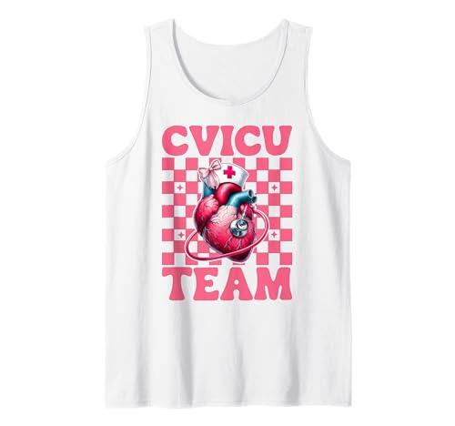Team CVICU Herzkrankenschwester VICU ICU CICU Kardiologie Mädchen Mama Tank Top von Womens Coquette Bow Cardiac Nurse Cardiology Gifts