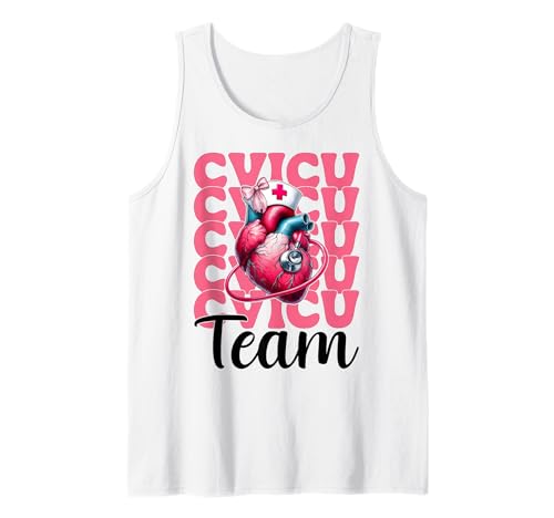 Team CVICU Herzkrankenschwester VICU ICU CICU Kardiologie Mädchen Mama Tank Top von Womens Coquette Bow Cardiac Nurse Cardiology Gifts