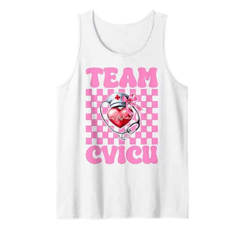 Team CVICU Herzkrankenschwester VICU ICU CICU Kardiologie Mädchen Mama Tank Top von Womens Coquette Bow Cardiac Nurse Cardiology Gifts