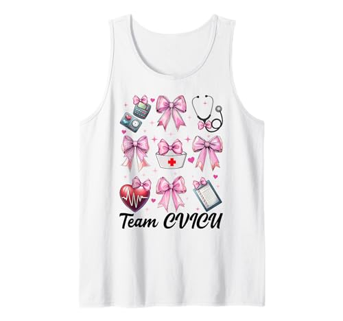 Team CVICU Herzkrankenschwester VICU ICU CICU Kardiologie Mädchen Mama Tank Top Team CVICU Herzkrankenschwester VICU ICU CICU Kardiologie Mädchen Mama Tank Top von Womens Coquette Bow Cardiac Nurse Cardiology Gifts