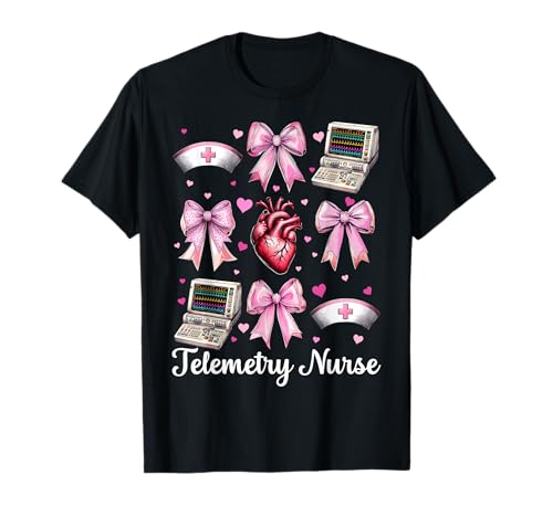 Telemetrie Krankenschwester Herzkrankenschwester VICU ICU CICU Kardiologie Mädchen T-Shirt Telemetrie Krankenschwester Herzkrankenschwester VICU ICU CICU Kardiologie Mädchen T-Shirt von Womens Coquette Bow Cardiac Nurse Cardiology Gifts