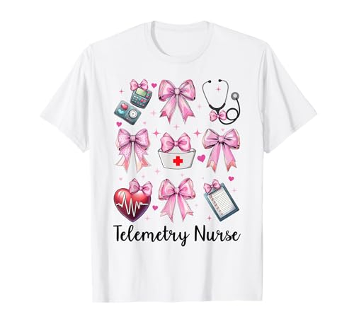 Telemetrie Krankenschwester Herzkrankenschwester VICU ICU CICU Kardiologie Mädchen T-Shirt Telemetrie Krankenschwester Herzkrankenschwester VICU ICU CICU Kardiologie Mädchen T-Shirt von Womens Coquette Bow Cardiac Nurse Cardiology Gifts