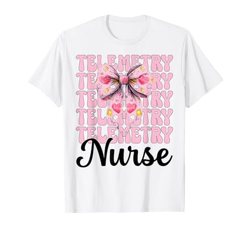 Telemetrie Krankenschwester Herzkrankenschwester VICU ICU CICU Kardiologie Mädchen T-Shirt Telemetrie Krankenschwester Herzkrankenschwester VICU ICU CICU Kardiologie Mädchen T-Shirt von Womens Coquette Bow Cardiac Nurse Cardiology Gifts