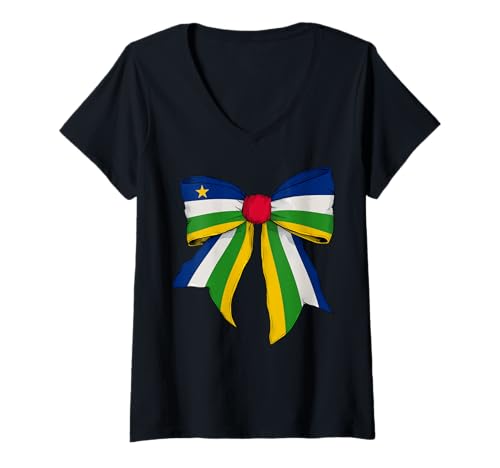 Damen Zentralafrikanische Republik Zentralafrikanische Stolz Kokette Bogen T-Shirt mit V-Ausschnitt Damen Zentralafrikanische Republik Zentralafrikanische Stolz Kokette Bogen T-Shirt mit V-Ausschnitt von Womens Coquette Bow Central African Republic Gifts