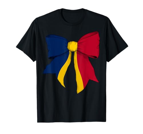 Tschadische Flagge Mädchen Kokette Schleife Band T-Shirt Tschadische Flagge Mädchen Kokette Schleife Band T-Shirt von Womens Coquette Bow Chad Heritage Flag Gifts