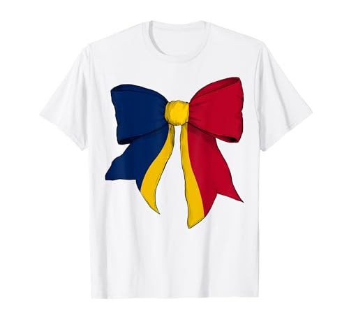 Tschadische Flagge Mädchen Kokette Schleife Band T-Shirt Tschadische Flagge Mädchen Kokette Schleife Band T-Shirt von Womens Coquette Bow Chad Heritage Flag Gifts