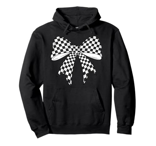 Kariertes Schachbrett Schwarz Weiß Muster Mädchen Kokette Schleife Pullover Hoodie von Womens Coquette Bow Checkerboard Pattern Gifts