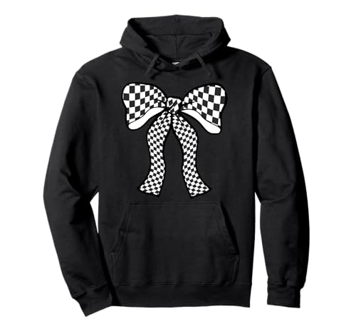 Kariertes Schachbrett Schwarz Weiß Muster Mädchen Kokette Schleife Pullover Hoodie von Womens Coquette Bow Checkerboard Pattern Gifts
