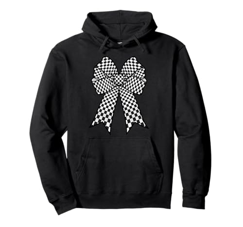 Kariertes Schachbrett Schwarz Weiß Muster Mädchen Kokette Schleife Pullover Hoodie von Womens Coquette Bow Checkerboard Pattern Gifts