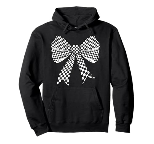 Kariertes Schachbrett Schwarz Weiß Muster Mädchen Kokette Schleife Pullover Hoodie von Womens Coquette Bow Checkerboard Pattern Gifts