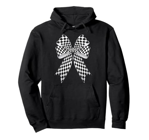 Kariertes Schachbrett Schwarz Weiß Muster Mädchen Kokette Schleife Pullover Hoodie von Womens Coquette Bow Checkerboard Pattern Gifts
