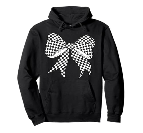 Kariertes Schachbrett Schwarz Weiß Muster Mädchen Kokette Schleife Pullover Hoodie von Womens Coquette Bow Checkerboard Pattern Gifts