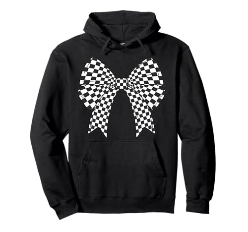 Kariertes Schachbrett Schwarz Weiß Muster Mädchen Kokette Schleife Pullover Hoodie von Womens Coquette Bow Checkerboard Pattern Gifts