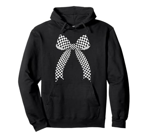 Kariertes Schachbrett Schwarz Weiß Muster Mädchen Kokette Schleife Pullover Hoodie von Womens Coquette Bow Checkerboard Pattern Gifts