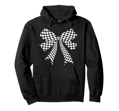 Kariertes Schachbrett Schwarz Weiß Muster Mädchen Kokette Schleife Pullover Hoodie von Womens Coquette Bow Checkerboard Pattern Gifts